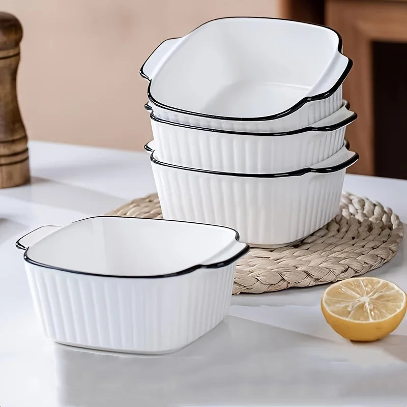 4-Piece Small Ceramic Baking Dishes with Handles – Air Fryer, Oven, Microwave & Dishwasher Safe, Great for Baking, Desserts, and Everyday Use