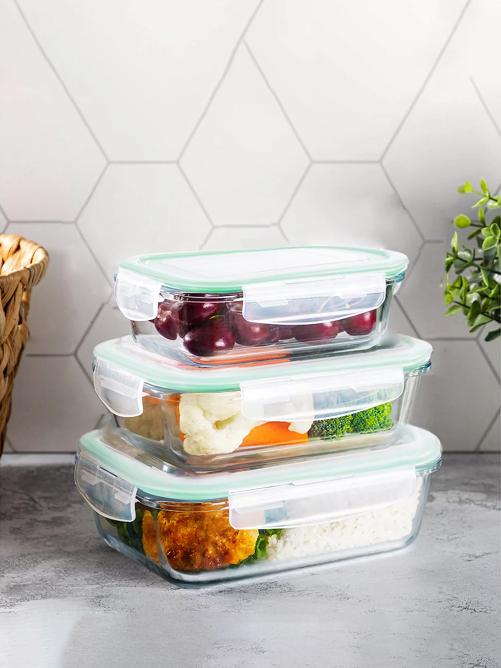 8-Piece Glass Food Storage Container Set with Lids – Microwave, Dishwasher & Fridge Safe, Meal Prep Rectangular Lunch Boxes