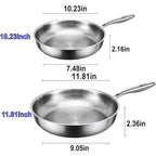 Titanium Interior Frying Pan with Glass Lid – Uncoated, Fish Scale Hammer Pattern, Gas & Induction Compatible | 26cm, 28cm & 30cm