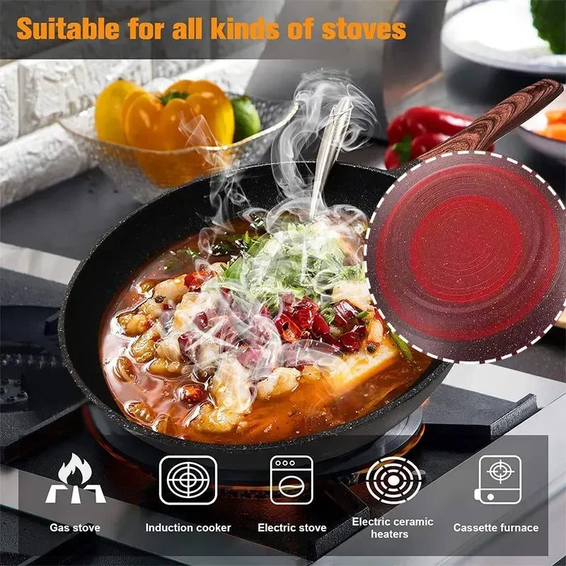 32cm Non-Stick Wok – Maifan Stone Coating, Gas & Induction Compatible, Great for Stir-Frying, Sautéing, and Everyday Cooking
