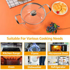 3.5L Transparent Glass Stockpot with Lid – Gold-Toned Stainless Steel Double Handles, Heat-Resistant & See-Through Cooking Pot Ideal for Stews, Soups, Pasta, Milk & More – Safe for Gas & Induction – Available in Gold-Toned or Silver-Toned Handle and Lid