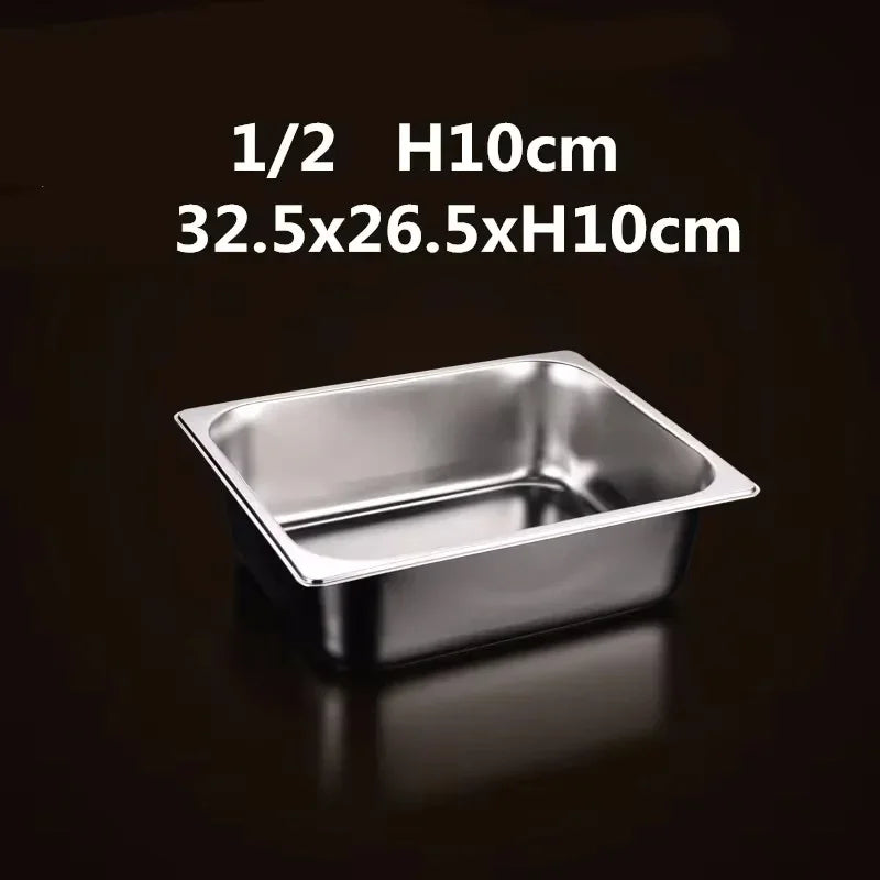 304 Stainless Steel Gastronorm GN Food Pans with Lids – 1/9, 1/6, 1/4, 1/3 & 1/2 Sizes for Buffet, Chafing & Catering 1-2 32.5x26.3xH9.9cm