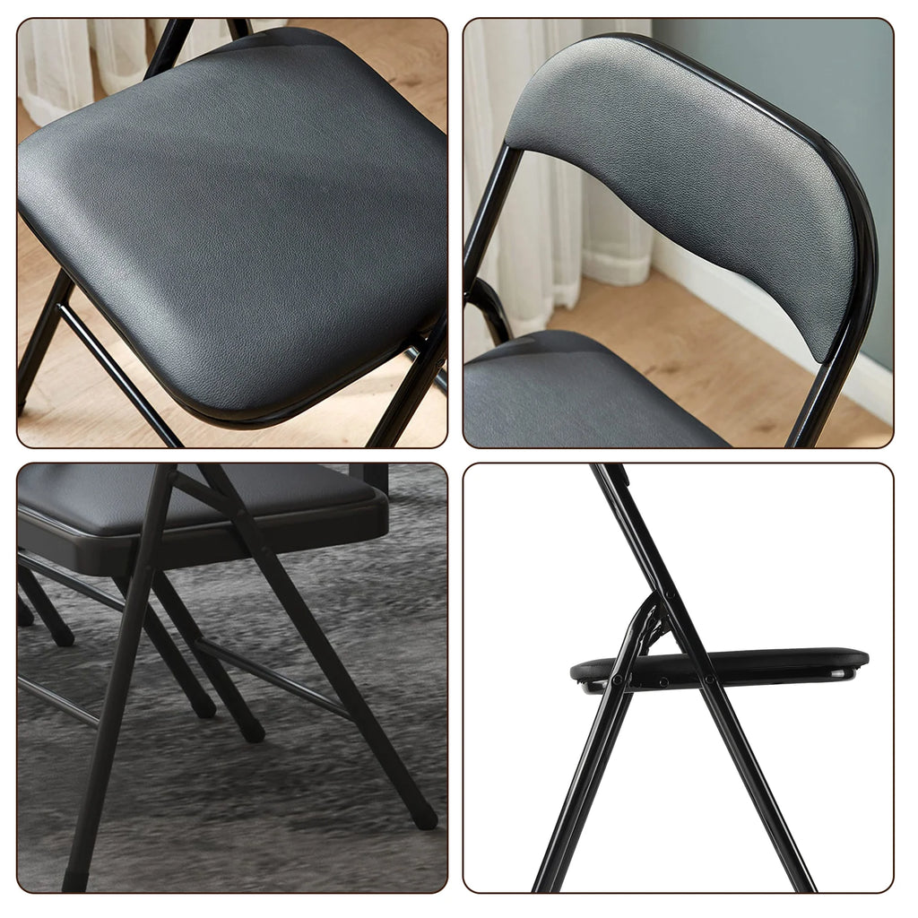 PU Leather Folding Chair with Padded Seat & Metal Frame | 2 Colours