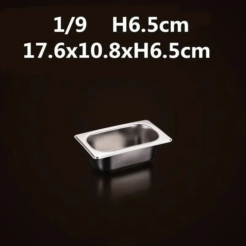304 Stainless Steel Gastronorm GN Food Pans with Lids – 1/9, 1/6, 1/4, 1/3 & 1/2 Sizes for Buffet, Chafing & Catering 1-9 17.5x11xH6.3cm