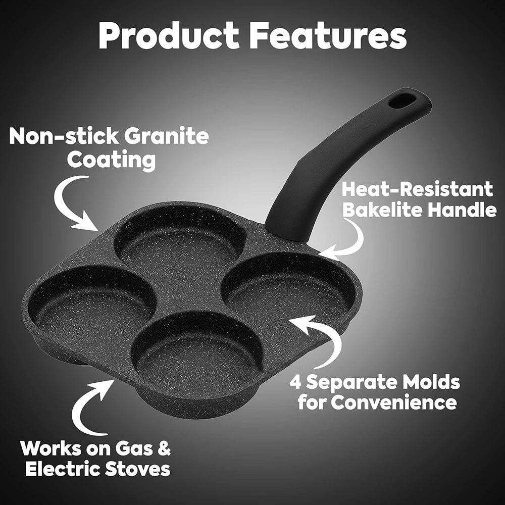 4-Cup Egg Frying Pan – Medical Stone Nonstick Coating, Gas & Induction Compatible, 20cm