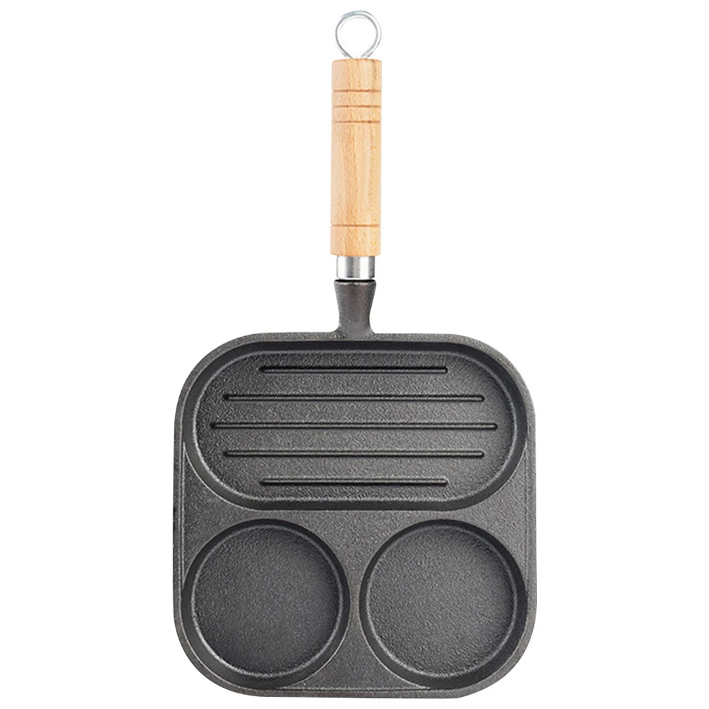 Cast Iron Kitchen Egg Frying Pan 3 Cup Nonstick Breakfast Pan For Gas And Induction Stoves Burger Sausage