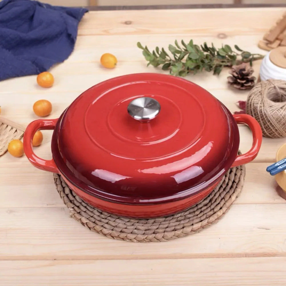 4.5L Cast Iron Dutch Oven Braiser Casserole Pan with Lid & Dual Handles – Designed for Searing, Braising, Roasting, Baking, Stews, Curries, Soups, One-Pot Meals and Everyday Cooking – Compatible with Induction & Gas Stove
