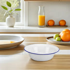 Vintage White Enamel Mixing Bowl | Retro Household Enamelware | 2 Sizes