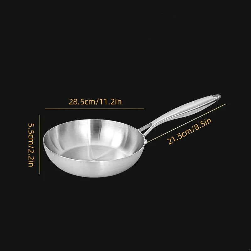 Stainless Steel Uncoated Skillets with Ergonomic Long Handles Suitable for Searing and Sauteing Available in 24cm, 26cm, 28cm & 30cm Frying pan 28cm
