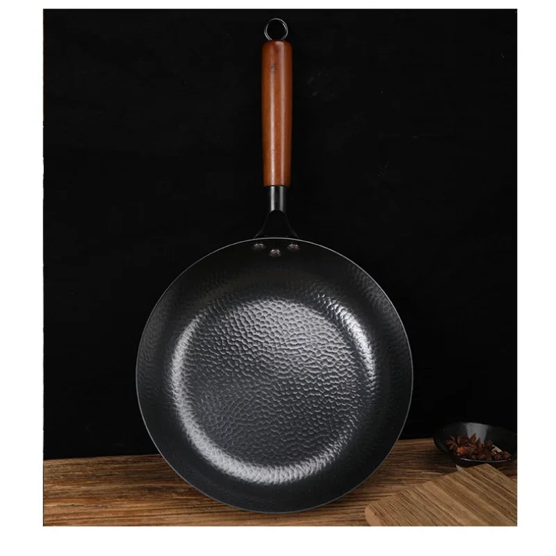 Handmade Uncoated Cast Iron Skillet 28cm
