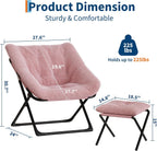 Faux Fur Foldable Lounge Chair with Ottoman | Steel Frame | 5 Colours
