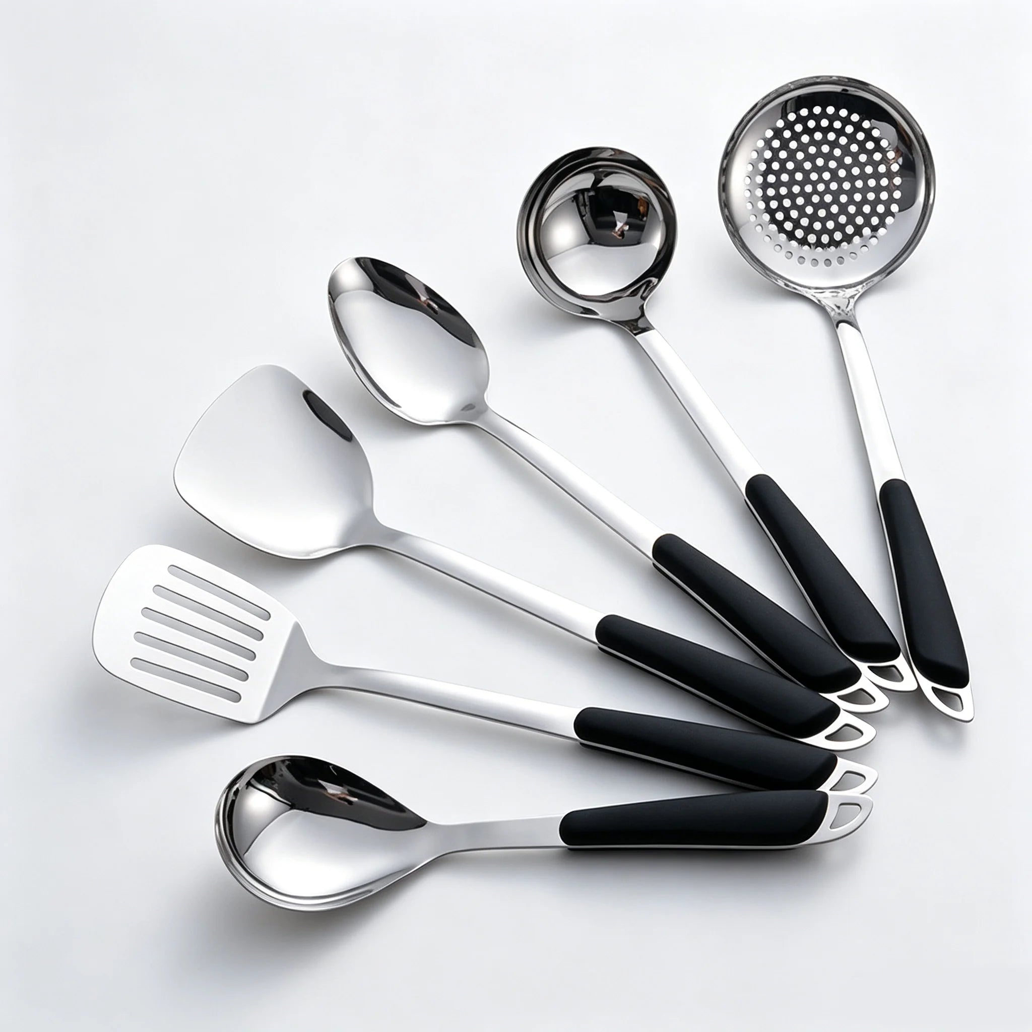 6-Piece Stainless Steel Kitchen Utensil Set with Ergonomic Handles