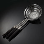 304 Stainless Steel Fine Mesh Kitchen Skimmer Strainer with Non-Slip Anti-Scald Wooden Handle, Great for Deep Frying, Noodles, Dumplings, Pasta & Vegetables, Oil Filtering & Draining, Available in 14cm, 16cm & 19cm Sizes