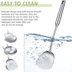 Stainless Steel Kitchen Utensils Set – Includes Wok Spatula (Turner) & Skimmer, Ladle, Heat-Resistant for Everyday Cooking Convenience