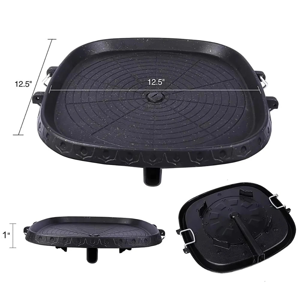 BBQ Grill Pan With Maifan Stone Coated Surface Portable Nonstick Griddle For Indoor Outdoor
