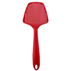Multi-Purpose Anti-Slip Kitchen Scoop Strainer/Colander – Large Perforated Food Scoop for Draining, Scooping, Filtering Soup, Pasta & Vegetables, with Hanging Hole for Easy Storage, Available in Black, Yellow & Red