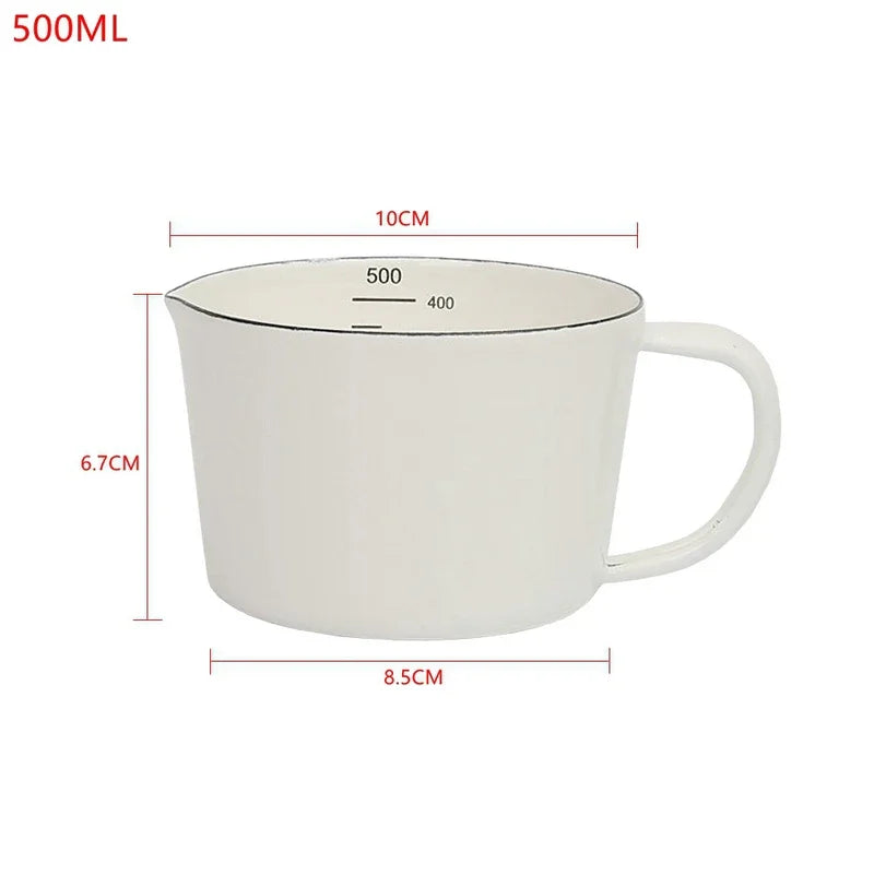 White Enamel Measuring & Milk Cup | Gas & Induction Safe | 500ml & 1000ml