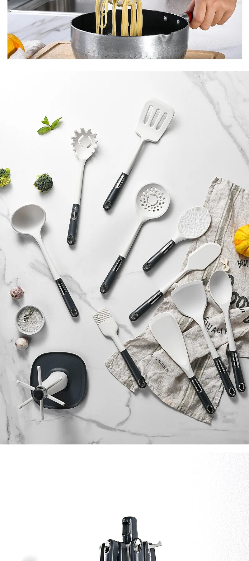 Silicone Kitchen Utensil Set with ABS Handle – Heat Resistant, Non-Stick Safe, Eco-Friendly, Great for Cooking, Baking, and Everyday Kitchen Use