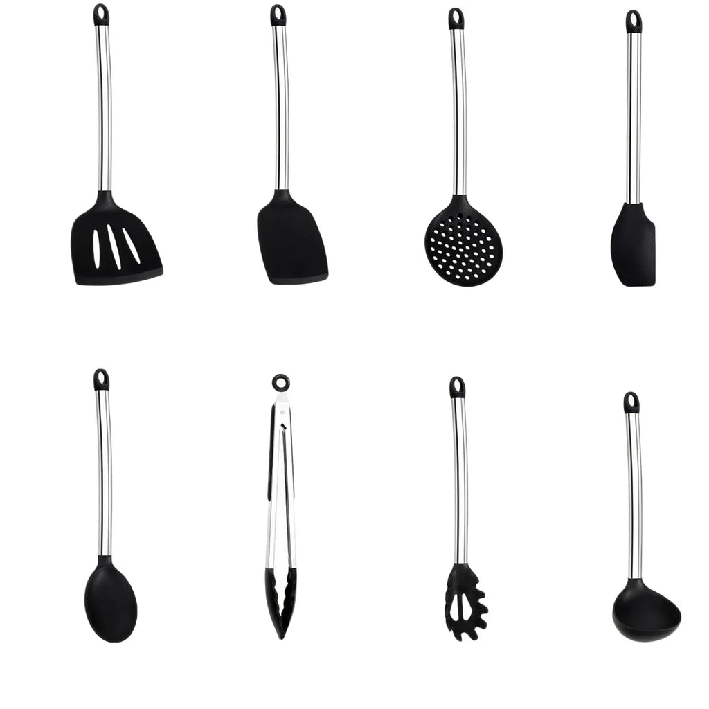 8-Piece Silicone Kitchen Utensils Set – Non-Scratch, Heat Resistant | Spatula, Spoons, Tongs & More