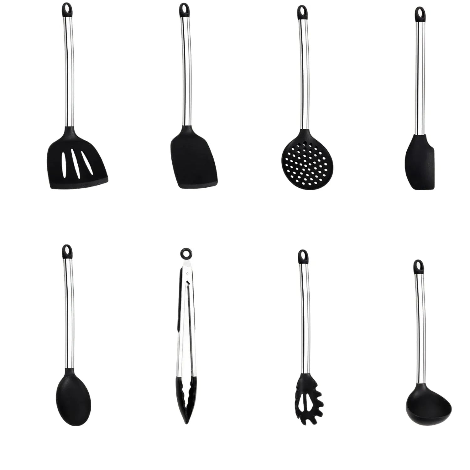 8-Piece Silicone Kitchen Utensils Set – Non-Scratch, Heat Resistant | Spatula, Spoons, Tongs & More
