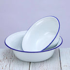 White Enamel Mixing Bowl | Retro Style | 2 Sizes