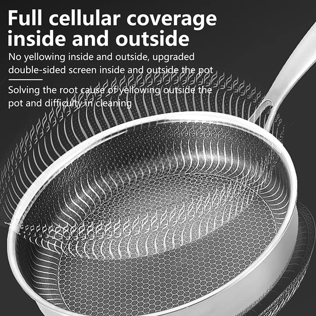 30cm Hybrid Nonstick Frying Pan | 316 Stainless Steel Deep Skillet with Glass Lid | Gas, Electric & Induction Compatible