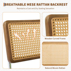 Rattan Back Dining Chair with Velvet Seat | Wooden Legs | 3 Colours