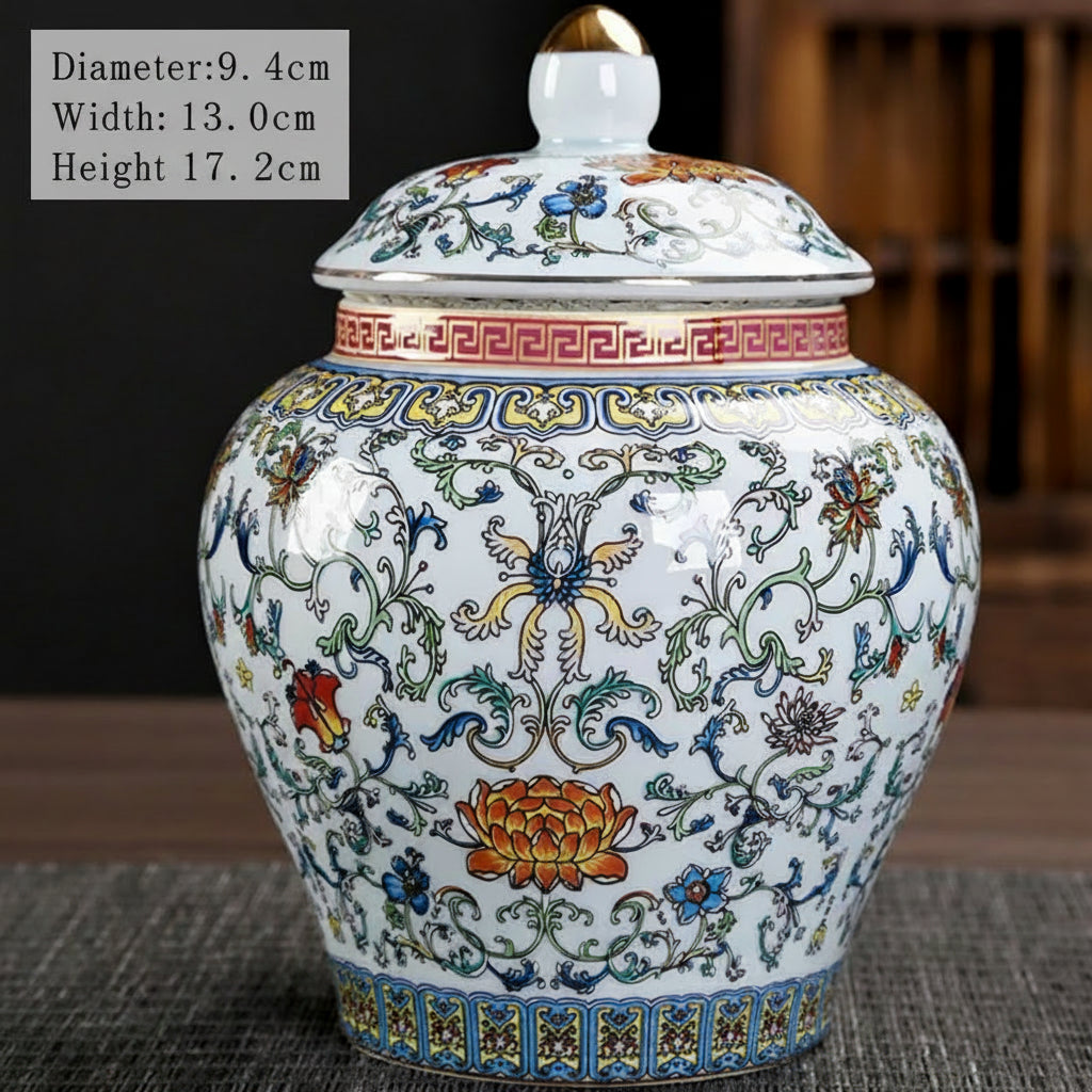 Ceramic Storage Pot & Tea Jar with Lid | Large Capacity | 5 Designs D