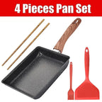 Non-Stick Square Omelette Pan 4 Pcs Black Pan Set