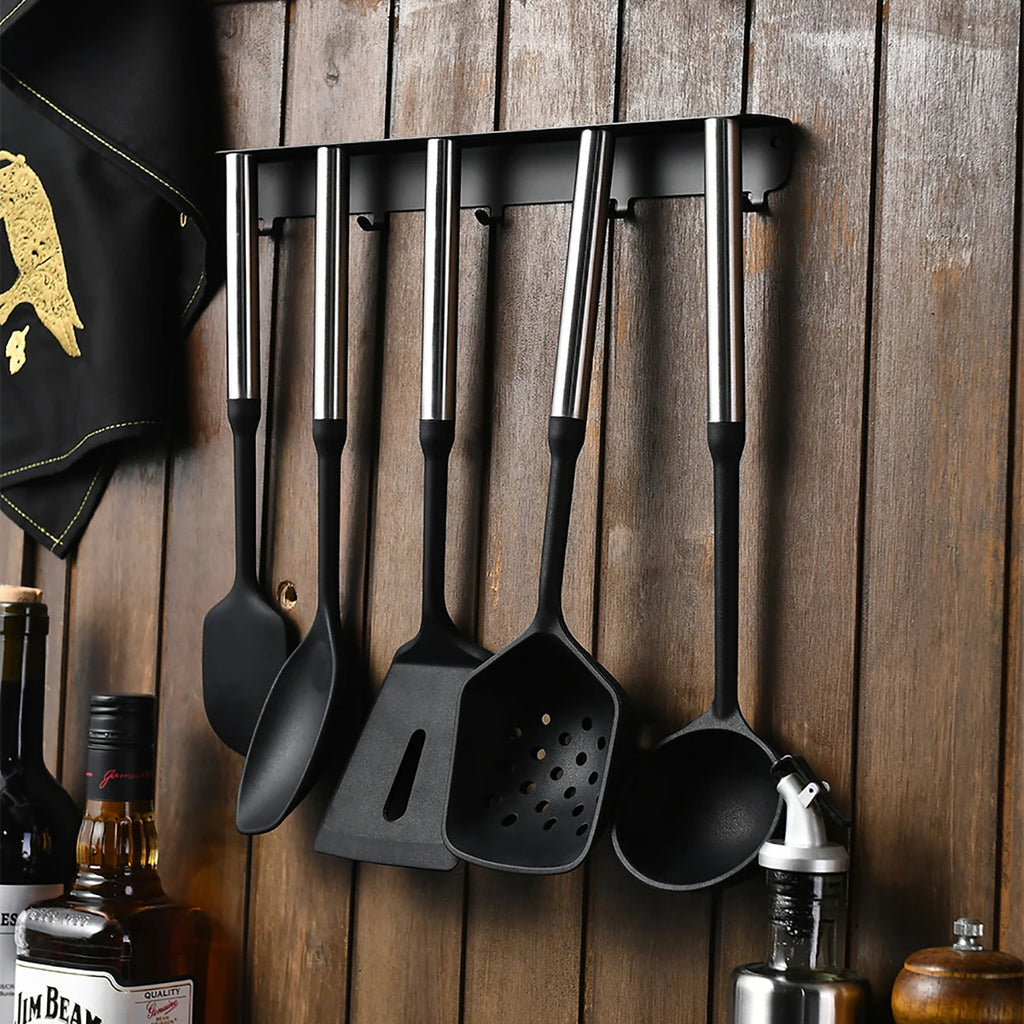 Stainless Steel Handle Silicone Kitchen Utensil Set – Cooking Utensils for Non-Stick Cookware – Spatula, Ladle, Turner & More – Available in Multiple Sets (5 Pieces / 6 Pieces)