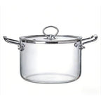 3.5L Transparent Glass Stockpot with Lid – Gold-Toned Stainless Steel Double Handles, Heat-Resistant & See-Through Cooking Pot Ideal for Stews, Soups, Pasta, Milk & More – Safe for Gas & Induction – Available in Gold-Toned or Silver-Toned Handle and Lid