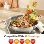 Honeycomb-Textured Stainless Steel Hybrid Wok & Stir-Fry Pan with Double Handles – Large Nonstick Pan, Available in 24cm/28cm