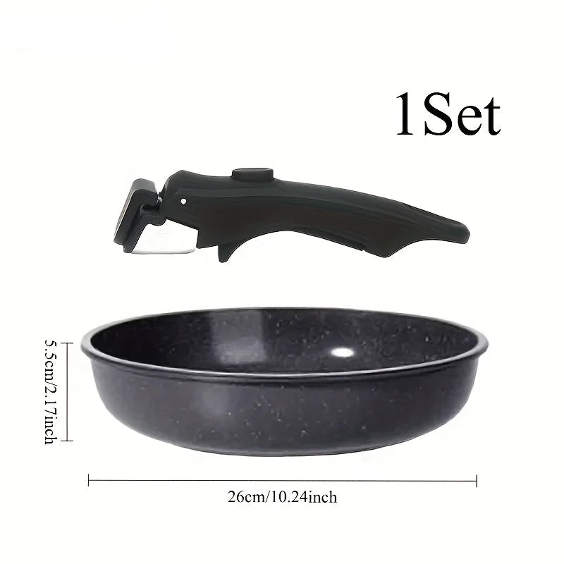 Nonstick Skillet with Detachable Handle – Aluminium, Induction Compatible, Dishwasher Safe, Ideal for Frying, Sautéing, and Everyday Cooking – 20cm & 26cm Black 26cm
