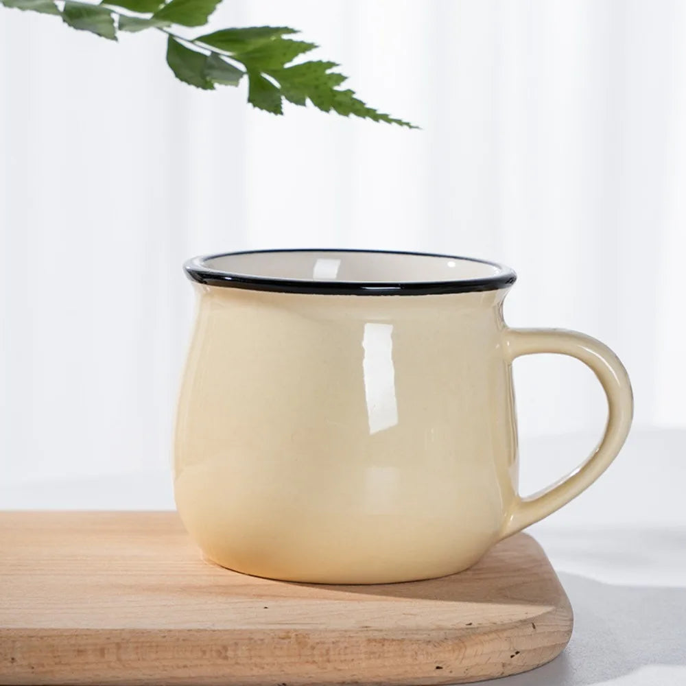 Nordic Ceramic Coffee Mug & Tea Cup – Solid Colour, Vintage Style, Available in 300ml & 400ml, Multiple Colours Beige