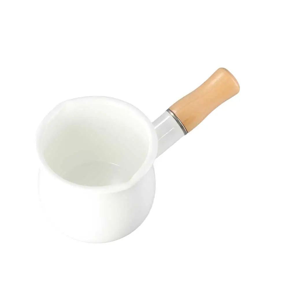 Mini Enamel Milk Pan with Wooden Handle | 500ml | 3 Colours