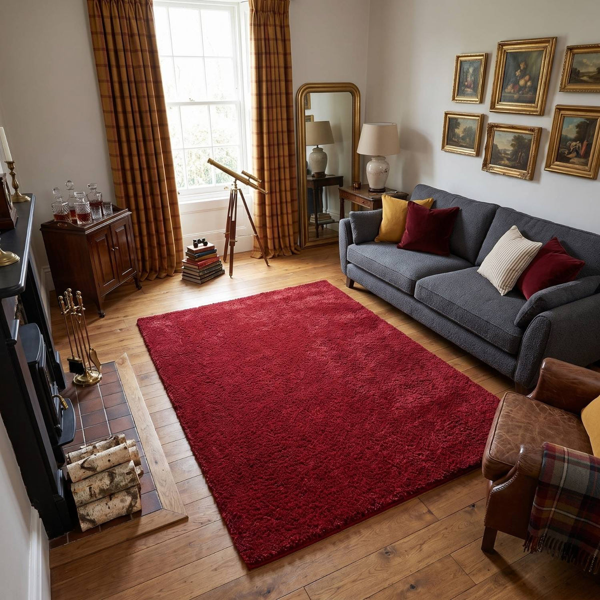 Solid Red Shaggy Rug