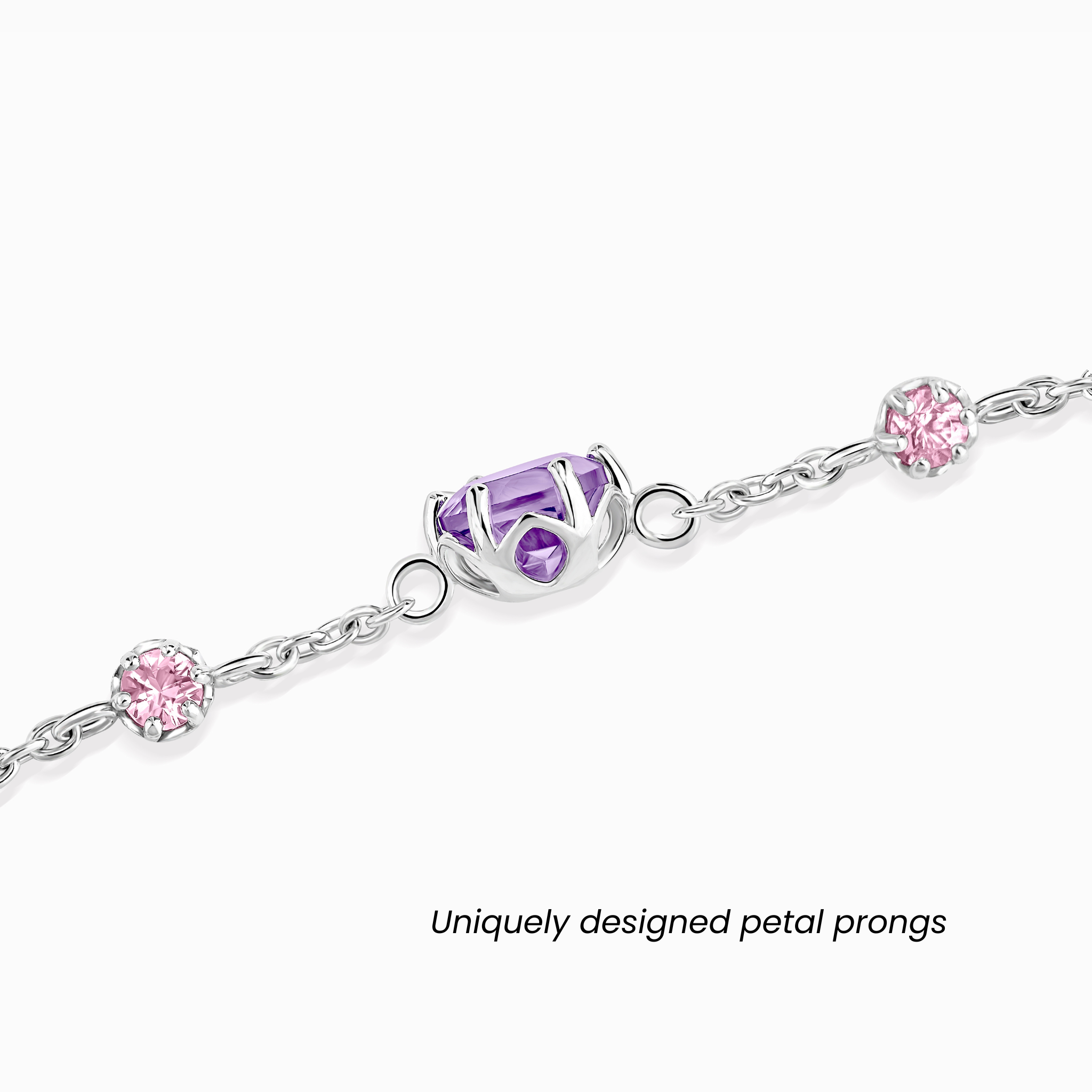 Pink Sapphire & Amethyst Jewellery Set in Sterling Silver