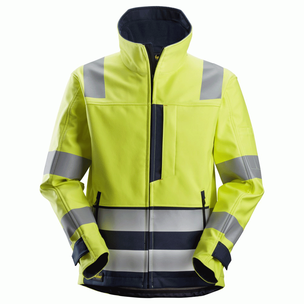 Snickers 1260 ProtecWork Hi-Vis Arc Protection Softshell Jacket Class 3 Hi-Vis Yellow Navy