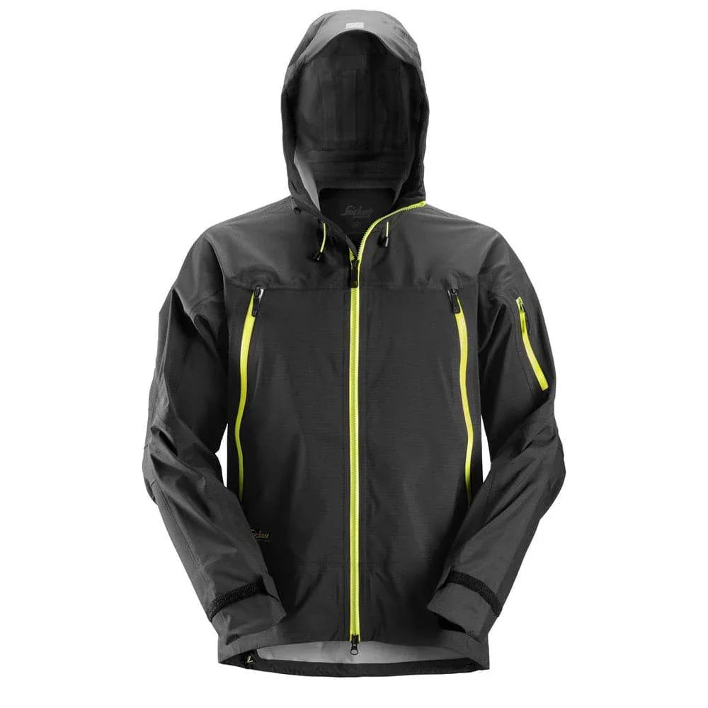 Snickers 1300 FlexiWork Stretch Waterproof Shell Jacket Various Colours Black