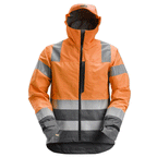 Snickers 1330 AllroundWork, Hi-Vis Waterproof Shell Jacket Class 3 Various Colours Orange - Steel Grey