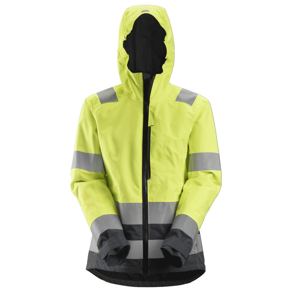 Snickers 1347 AllroundWork, Women’s Hi-Vis Waterproof Shell Jacket Class 2/3 Yellow Small