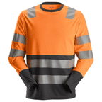 Snickers 2433 AllroundWork Hi-Vis Long Sleeve Shirt CL2 Various Colours Orange Grey