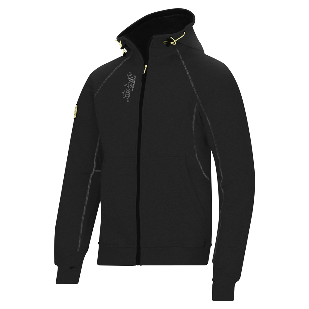 Snickers 2816 Full Zip Hooded Work Sweatshirt Logo Various Colours Black