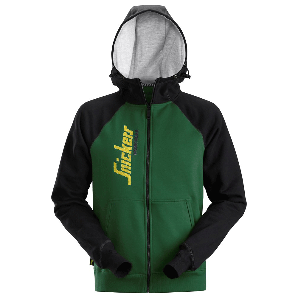 Snickers 2888 Logo Full Zip Work Hoodie Forest Green Black
