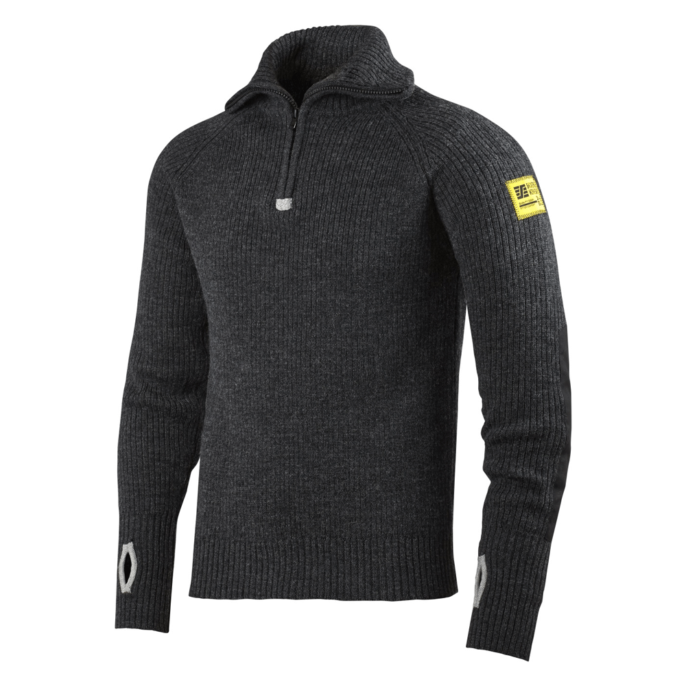 Snickers 2905 ½-Zip Wool Sweater Jumper Dark Grey Melange