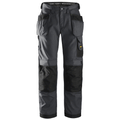 Snickers 3213 Craftsmen Holster Pocket Trousers, Rip-Stop Steel Grey/Black Waist 30"- Leg 30"- Snickers Size: 84