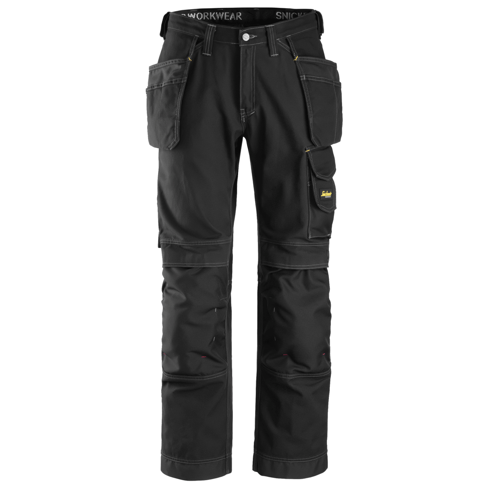 Snickers 3215 Craftsmen Holster Pocket Trousers, Comfort Cotton Black Waist 35"- Leg 28"- Snickers Size: 196