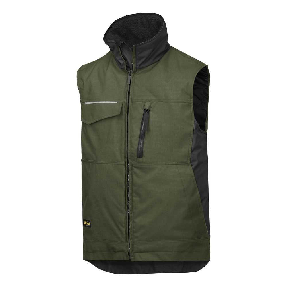 Snickers 4528 Craftsmen's Rip-Stop Winter Vest Gilet Various Colours Olive Green