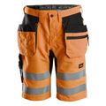 Snickers 6131 LiteWork, Hi-Vis Shorts+ Holster Pockets Class 1 Various Colours Hi-Vis Orange Black