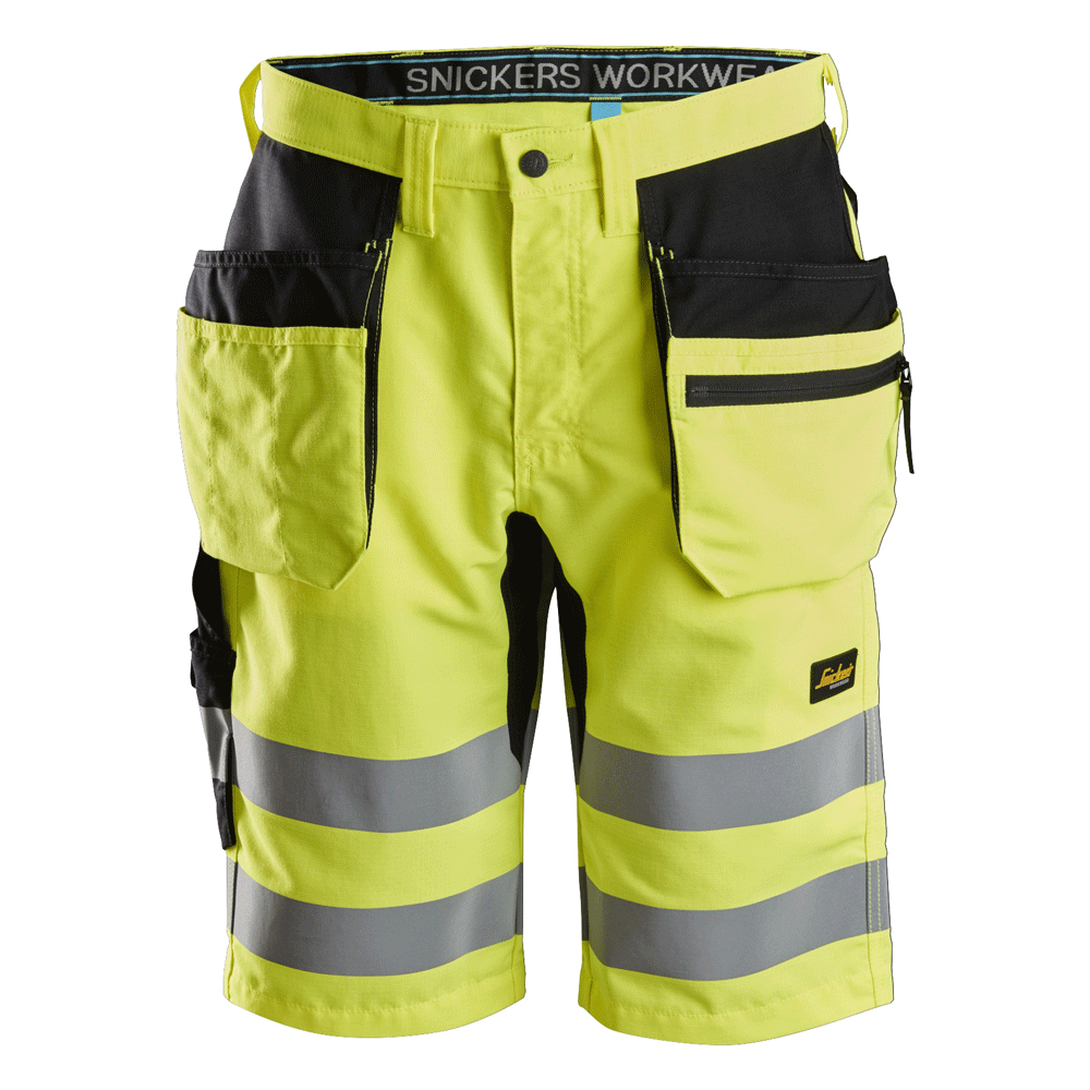 Snickers 6131 LiteWork, Hi-Vis Shorts+ Holster Pockets Class 1 Various Colours Hi-Vis Yellow Black